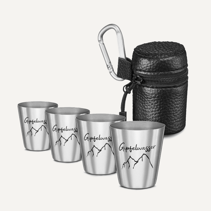 Stamperl Set / 4 Stamperl Becher & Etui zur Aufbewahrung