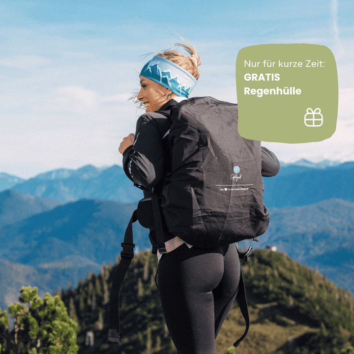 Gratis Regenhülle / Der Rucksack ist für Wind und Wetter geeignet.
