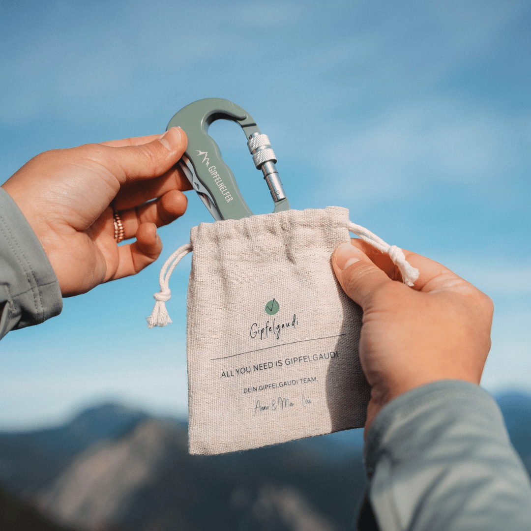 Gratis Säckchen / Wir schenken dir ein Säckchen zur Aufbewahrung für deinen Gipfelhelfer.