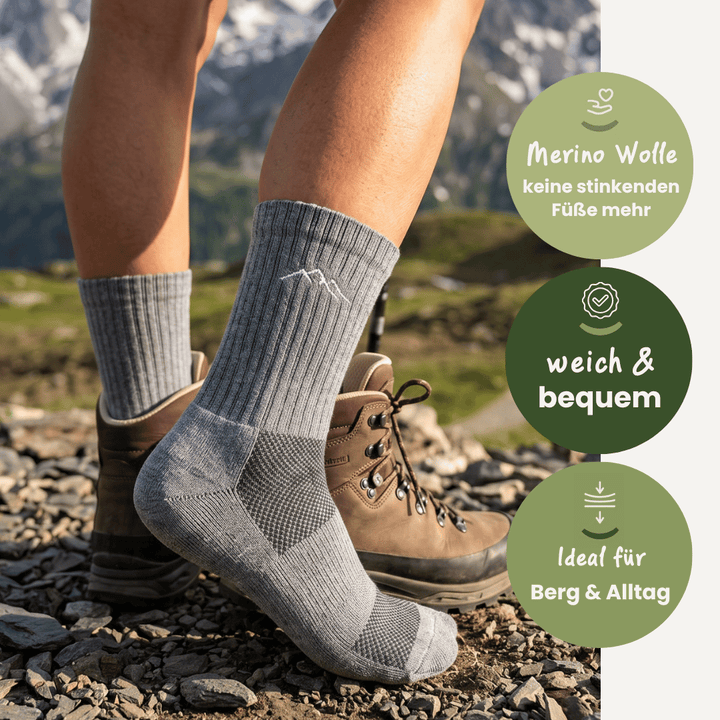 Merino - Wandersocken Grau