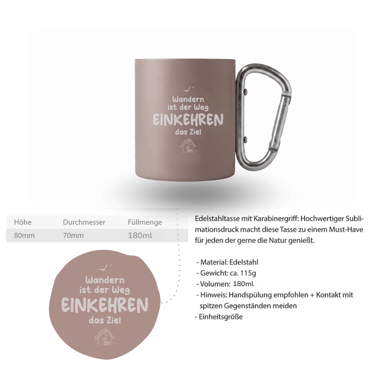 Einkehren ist das Ziel - Tasse mit Karabinergriff