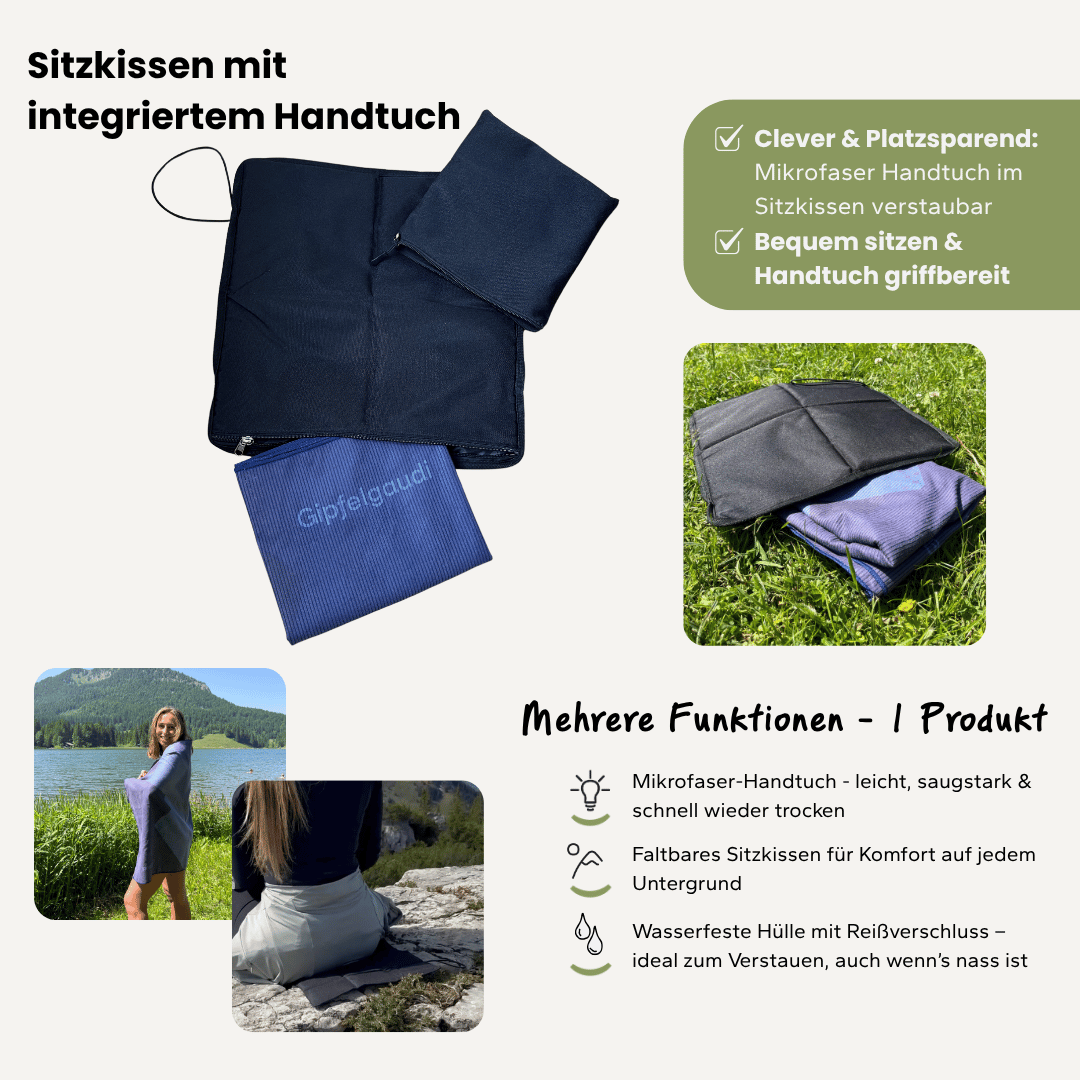 Kombi-Sitzkissen mit integriertem Handtuch