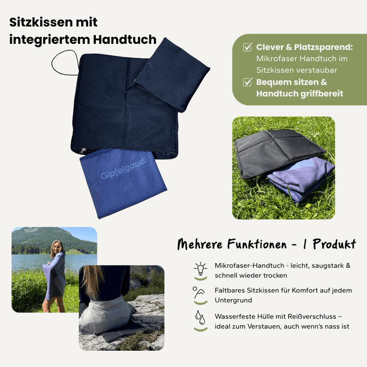 Kombi-Sitzkissen mit integriertem Handtuch