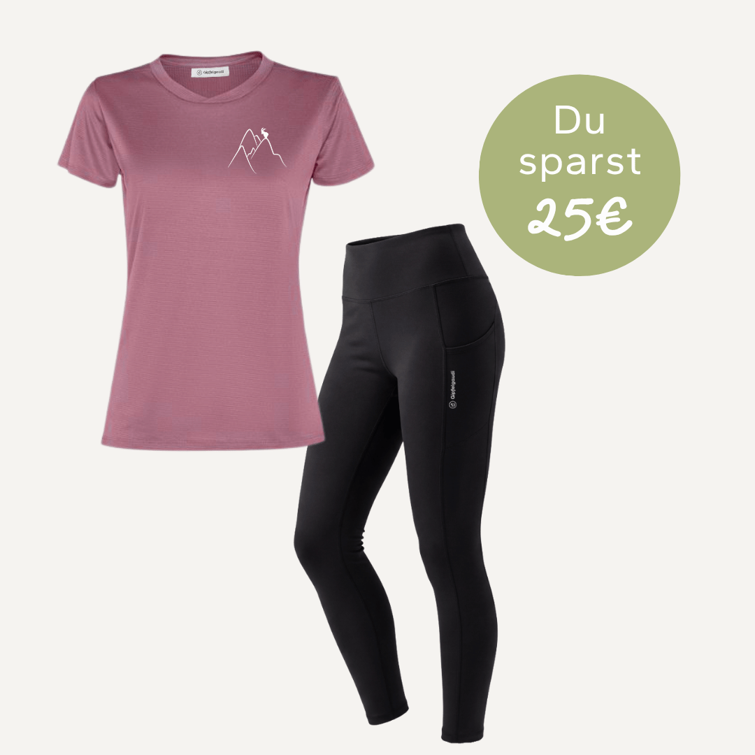 Das Wanderoutfit bestehend aus Sportshirt & Wanderlegging! / Im Set sparst du 25€.