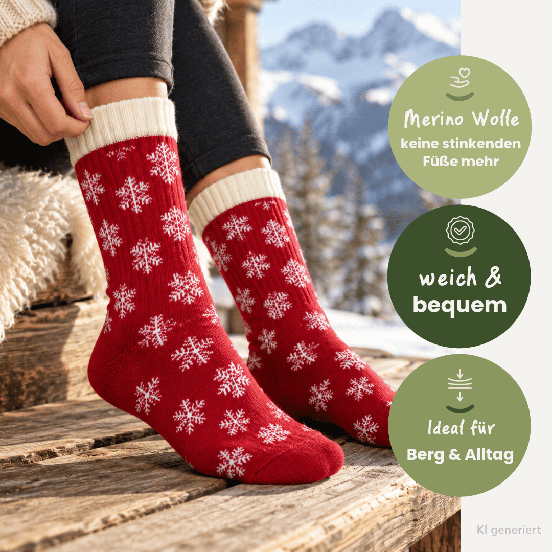Schneeflocken - Merino Socken