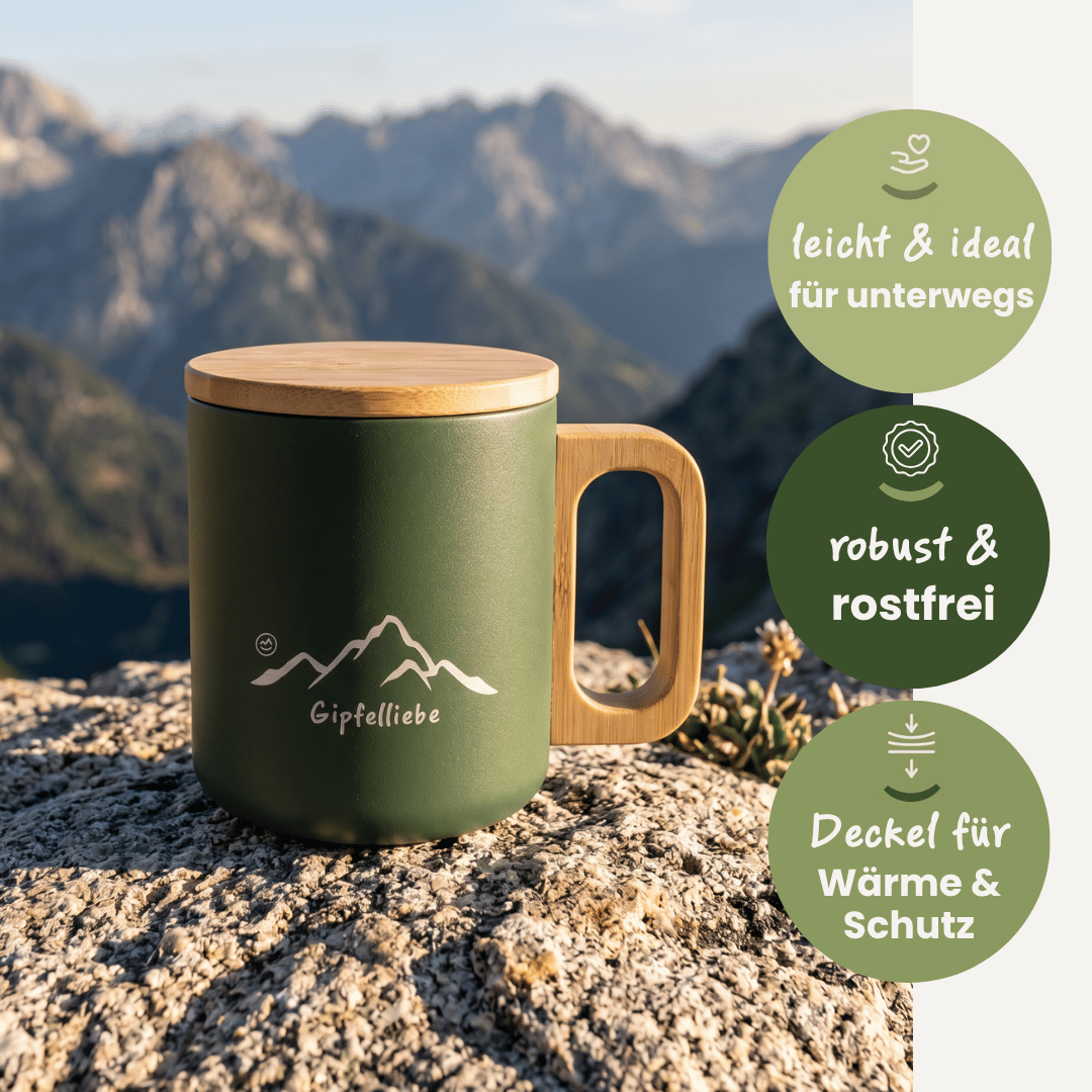 Gipfelliebe Tasse mit Holzdeckel