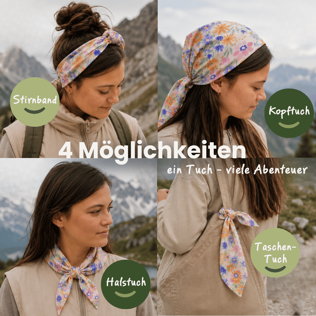 4-in-1 Bandana-Tuch Bergblumen