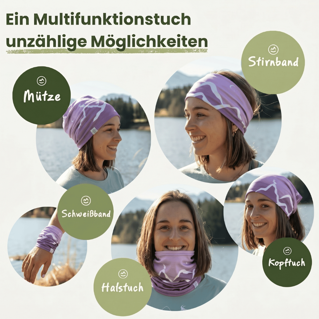 Multifunktionstuch - Bergabenteuer Flieder