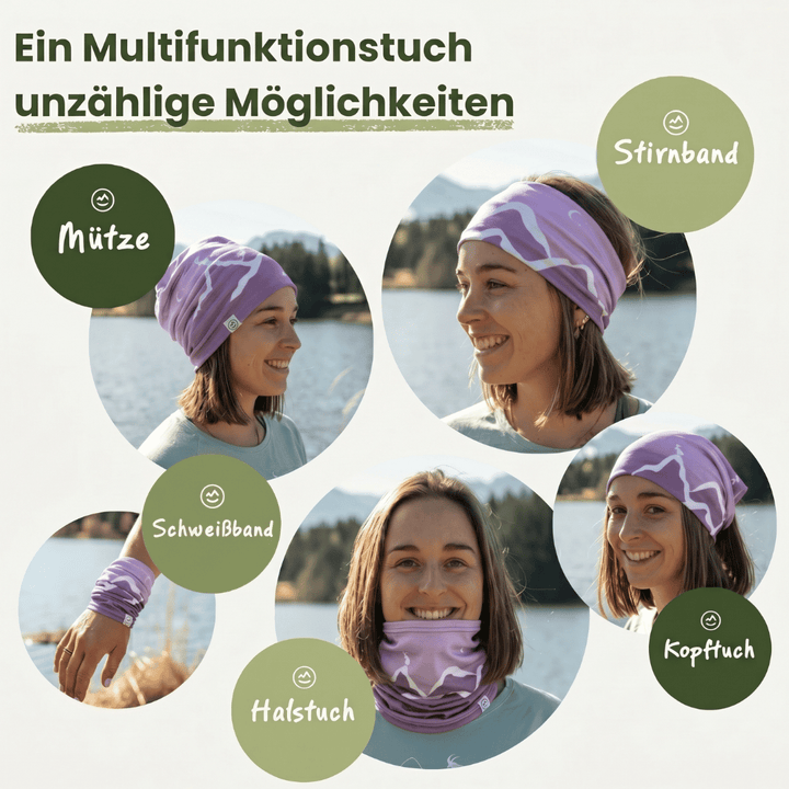 Multifunktionstuch - Bergabenteuer Flieder