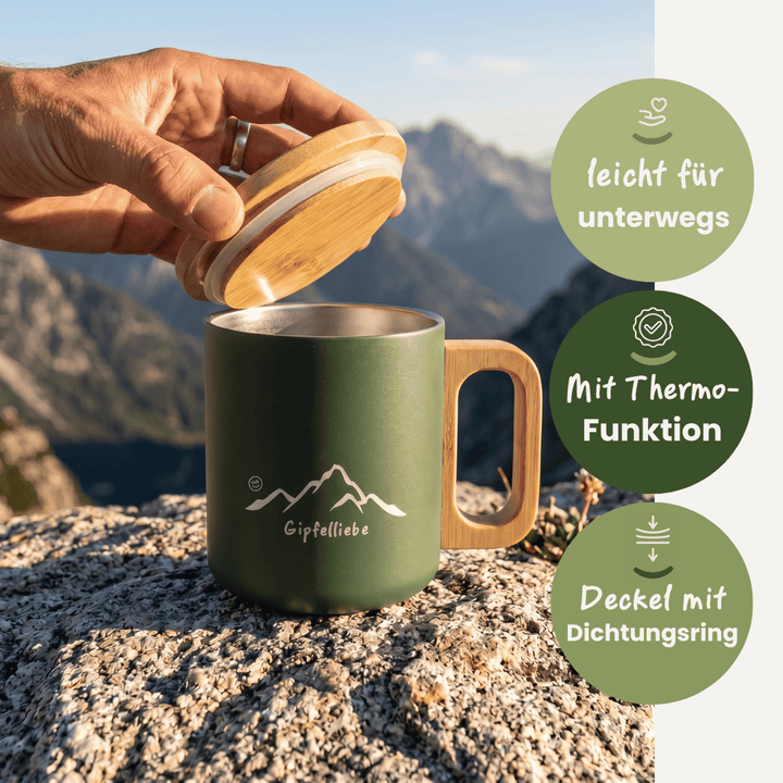 Gipfelliebe Tasse mit Holzdeckel