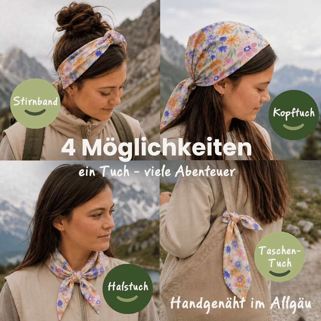 4-in-1 Bandana-Tuch Bergblumen