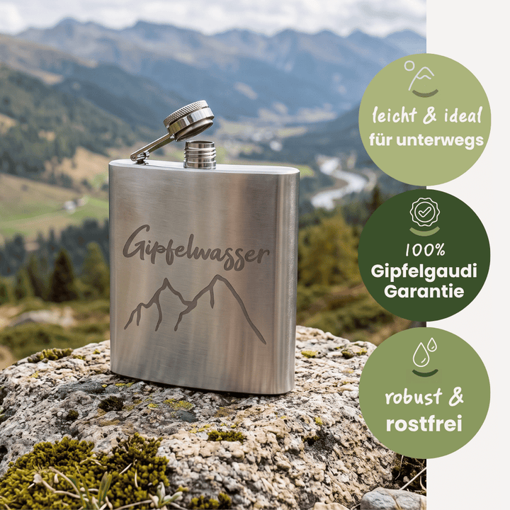 Flachmann Edelstahl Gipfelwasser