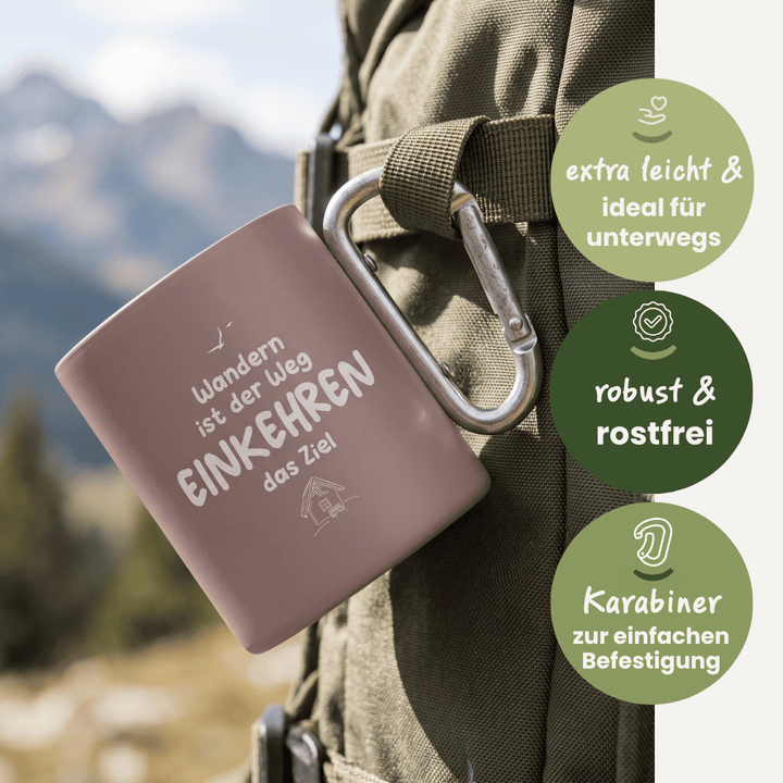 Einkehren ist das Ziel - Tasse mit Karabinergriff