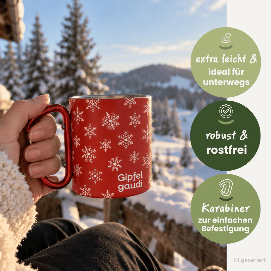 Schneeflocken - Tasse mit Karabinergriff